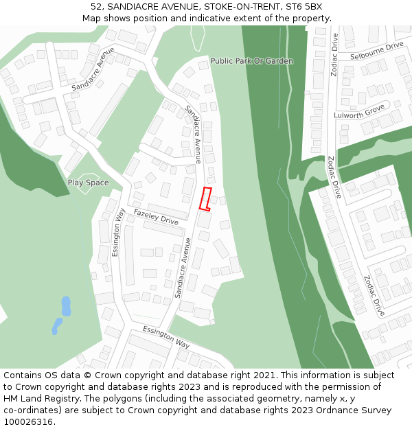 52, SANDIACRE AVENUE, STOKE-ON-TRENT, ST6 5BX: Location map and indicative extent of plot