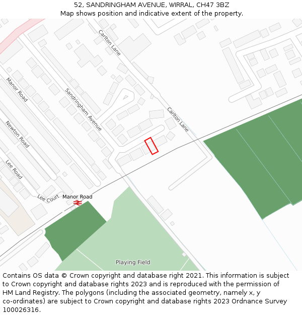 52, SANDRINGHAM AVENUE, WIRRAL, CH47 3BZ: Location map and indicative extent of plot
