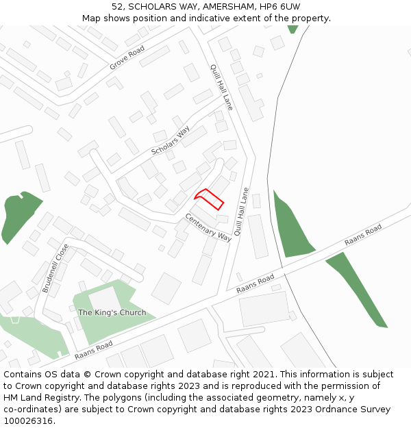 52, SCHOLARS WAY, AMERSHAM, HP6 6UW: Location map and indicative extent of plot