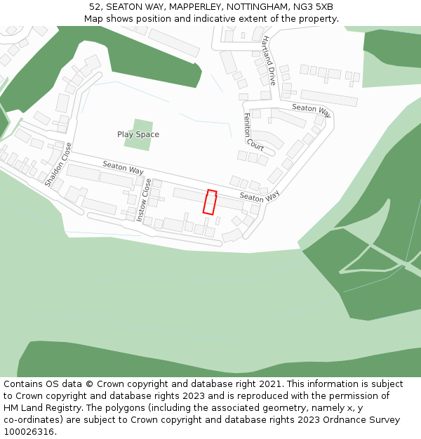 52, SEATON WAY, MAPPERLEY, NOTTINGHAM, NG3 5XB: Location map and indicative extent of plot