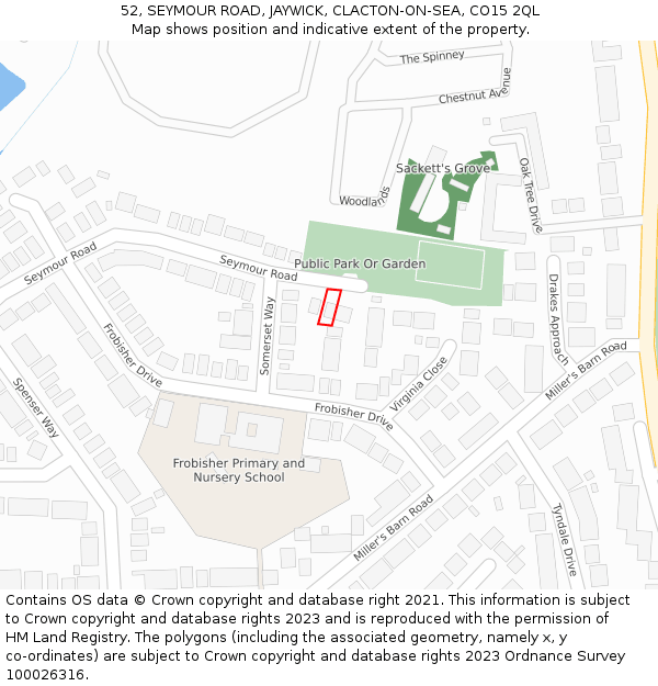 52, SEYMOUR ROAD, JAYWICK, CLACTON-ON-SEA, CO15 2QL: Location map and indicative extent of plot