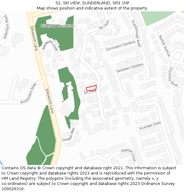 52, SKI VIEW, SUNDERLAND, SR3 1NP: Location map and indicative extent of plot