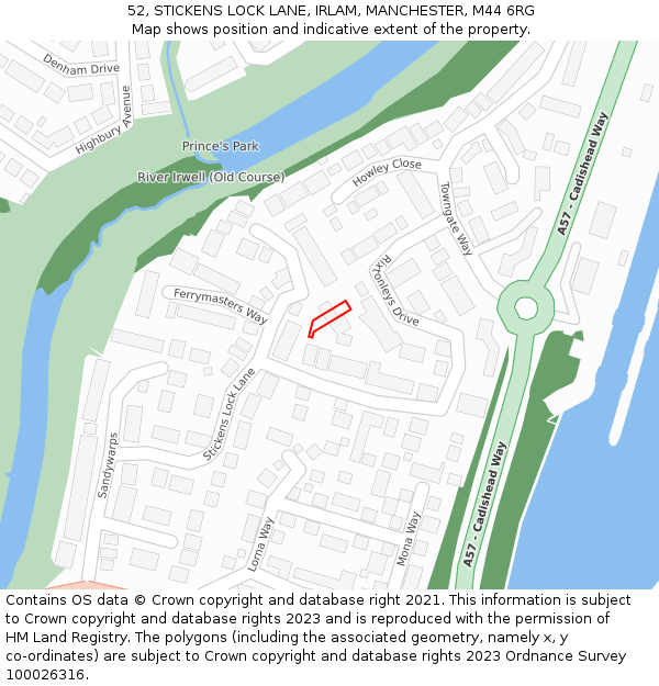 52, STICKENS LOCK LANE, IRLAM, MANCHESTER, M44 6RG: Location map and indicative extent of plot