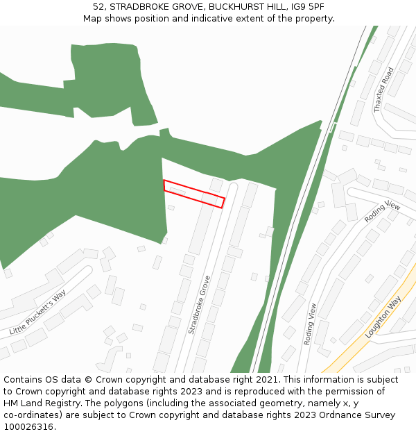 52, STRADBROKE GROVE, BUCKHURST HILL, IG9 5PF: Location map and indicative extent of plot