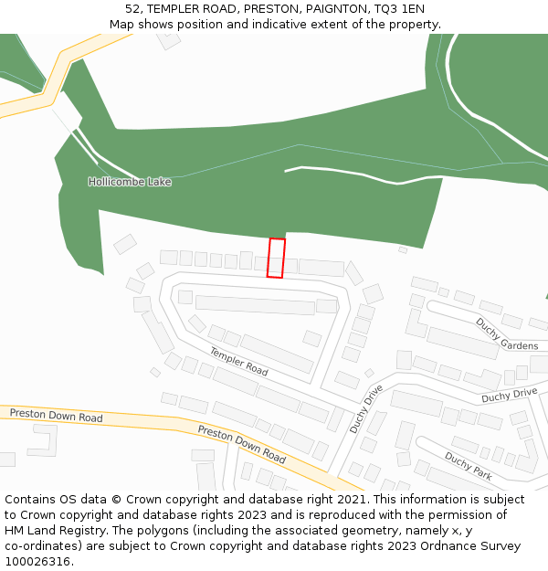 52, TEMPLER ROAD, PRESTON, PAIGNTON, TQ3 1EN: Location map and indicative extent of plot