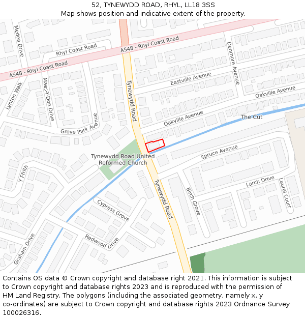 52, TYNEWYDD ROAD, RHYL, LL18 3SS: Location map and indicative extent of plot