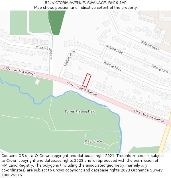 52, VICTORIA AVENUE, SWANAGE, BH19 1AP: Location map and indicative extent of plot