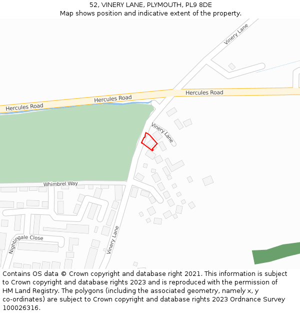 52, VINERY LANE, PLYMOUTH, PL9 8DE: Location map and indicative extent of plot