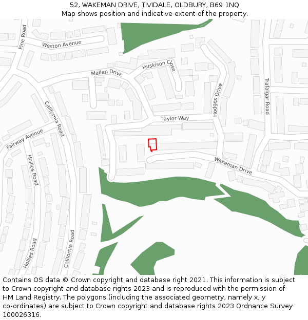 52, WAKEMAN DRIVE, TIVIDALE, OLDBURY, B69 1NQ: Location map and indicative extent of plot