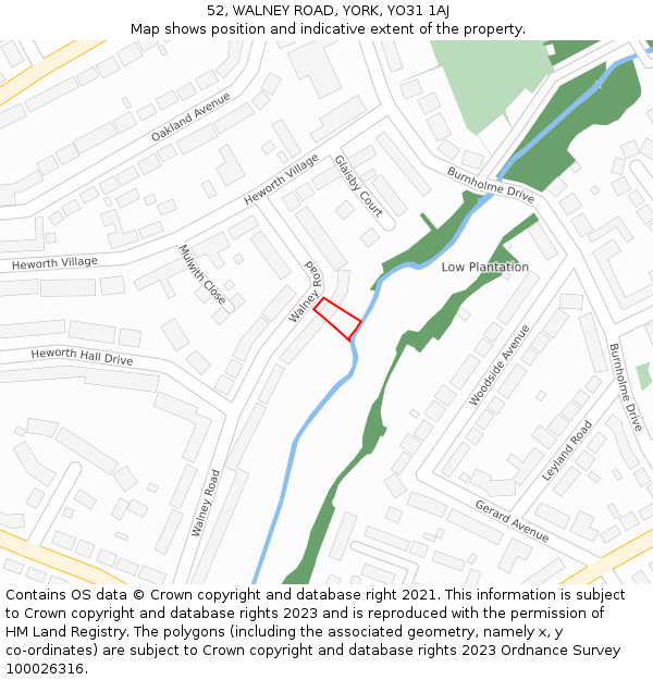 52, WALNEY ROAD, YORK, YO31 1AJ: Location map and indicative extent of plot