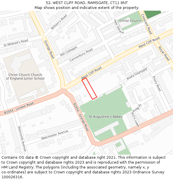 52, WEST CLIFF ROAD, RAMSGATE, CT11 9NT: Location map and indicative extent of plot