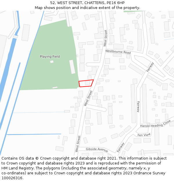 52, WEST STREET, CHATTERIS, PE16 6HP: Location map and indicative extent of plot