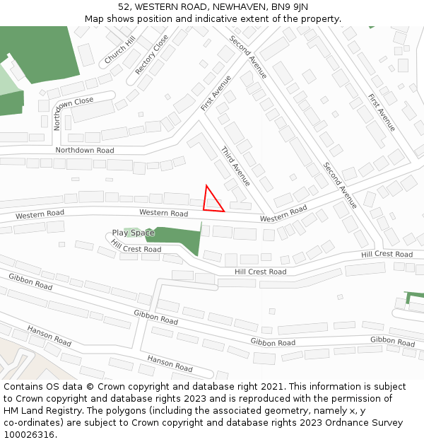 52, WESTERN ROAD, NEWHAVEN, BN9 9JN: Location map and indicative extent of plot