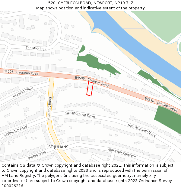 520, CAERLEON ROAD, NEWPORT, NP19 7LZ: Location map and indicative extent of plot