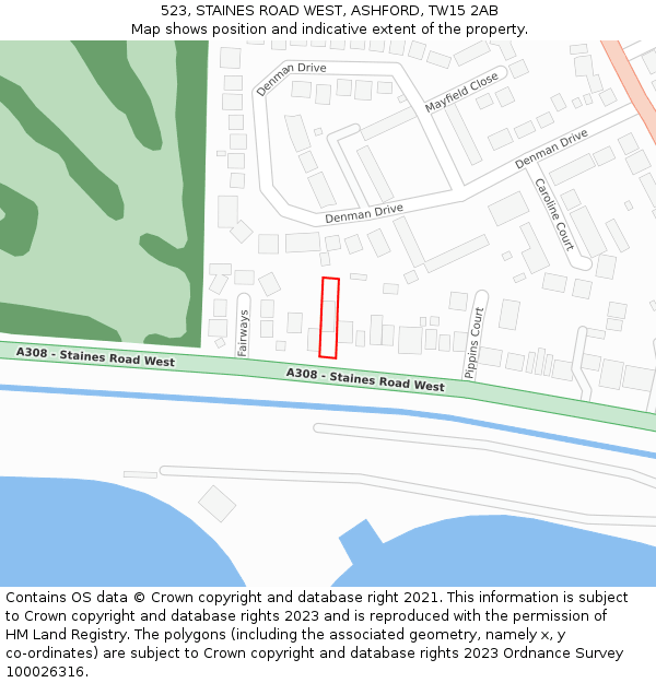 523, STAINES ROAD WEST, ASHFORD, TW15 2AB: Location map and indicative extent of plot