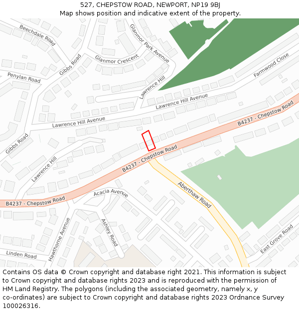 527, CHEPSTOW ROAD, NEWPORT, NP19 9BJ: Location map and indicative extent of plot
