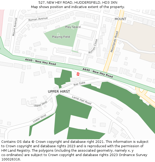 527, NEW HEY ROAD, HUDDERSFIELD, HD3 3XN: Location map and indicative extent of plot