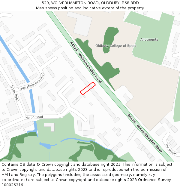 529, WOLVERHAMPTON ROAD, OLDBURY, B68 8DD: Location map and indicative extent of plot