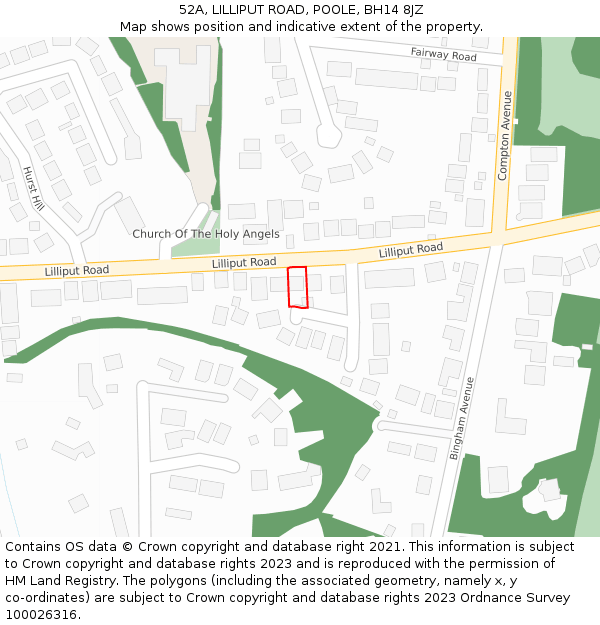 52A, LILLIPUT ROAD, POOLE, BH14 8JZ: Location map and indicative extent of plot