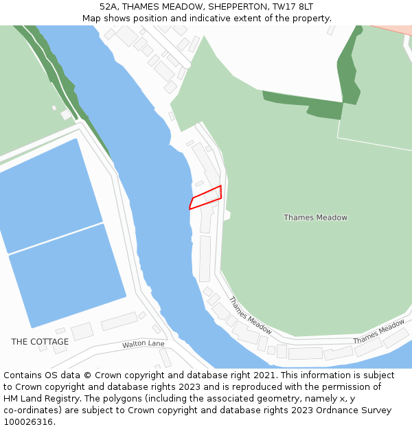 52A, THAMES MEADOW, SHEPPERTON, TW17 8LT: Location map and indicative extent of plot