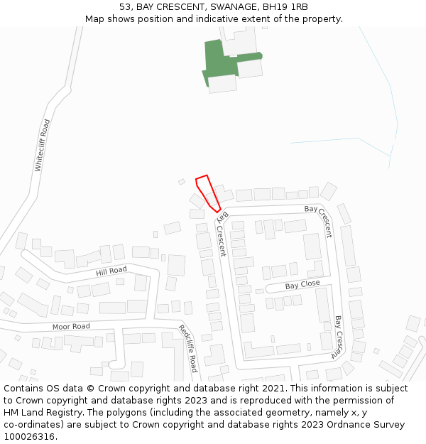 53, BAY CRESCENT, SWANAGE, BH19 1RB: Location map and indicative extent of plot