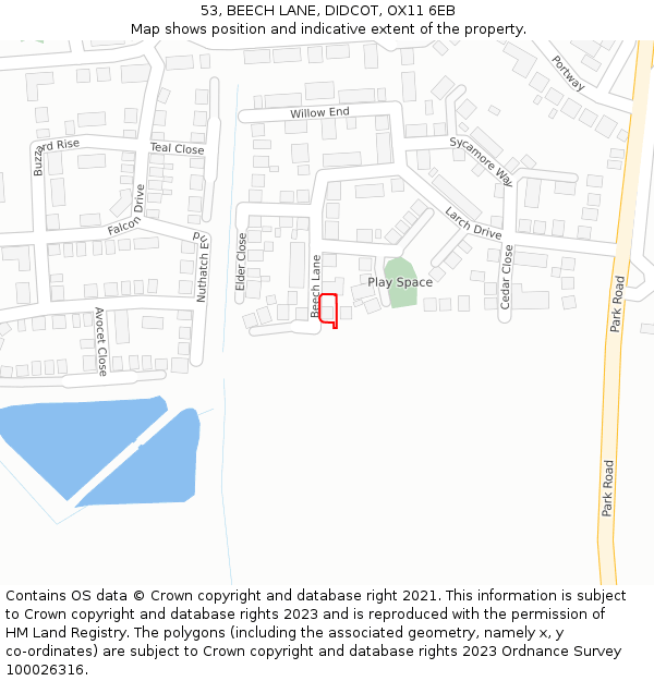 53, BEECH LANE, DIDCOT, OX11 6EB: Location map and indicative extent of plot