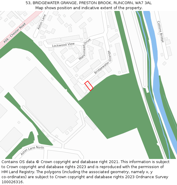 53, BRIDGEWATER GRANGE, PRESTON BROOK, RUNCORN, WA7 3AL: Location map and indicative extent of plot