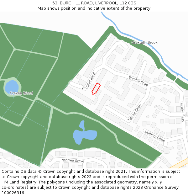 53, BURGHILL ROAD, LIVERPOOL, L12 0BS: Location map and indicative extent of plot