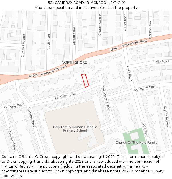 53, CAMBRAY ROAD, BLACKPOOL, FY1 2LX: Location map and indicative extent of plot