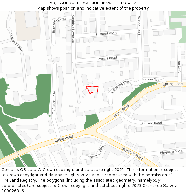 53, CAULDWELL AVENUE, IPSWICH, IP4 4DZ: Location map and indicative extent of plot