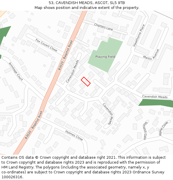 53, CAVENDISH MEADS, ASCOT, SL5 9TB: Location map and indicative extent of plot