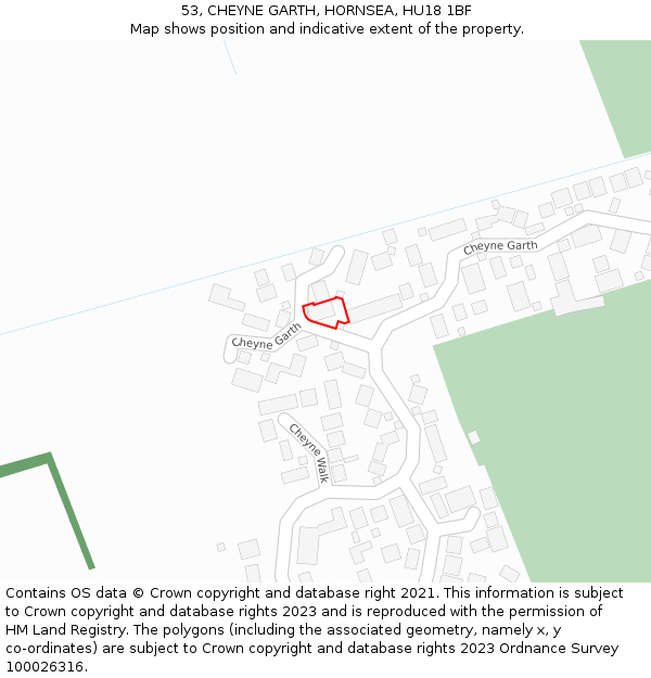 53, CHEYNE GARTH, HORNSEA, HU18 1BF: Location map and indicative extent of plot