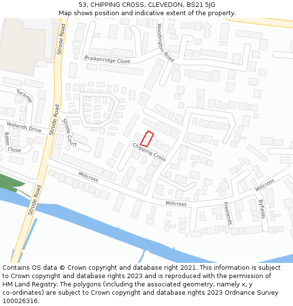 53, CHIPPING CROSS, CLEVEDON, BS21 5JG: Location map and indicative extent of plot