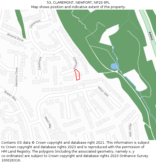 53, CLAREMONT, NEWPORT, NP20 6PL: Location map and indicative extent of plot