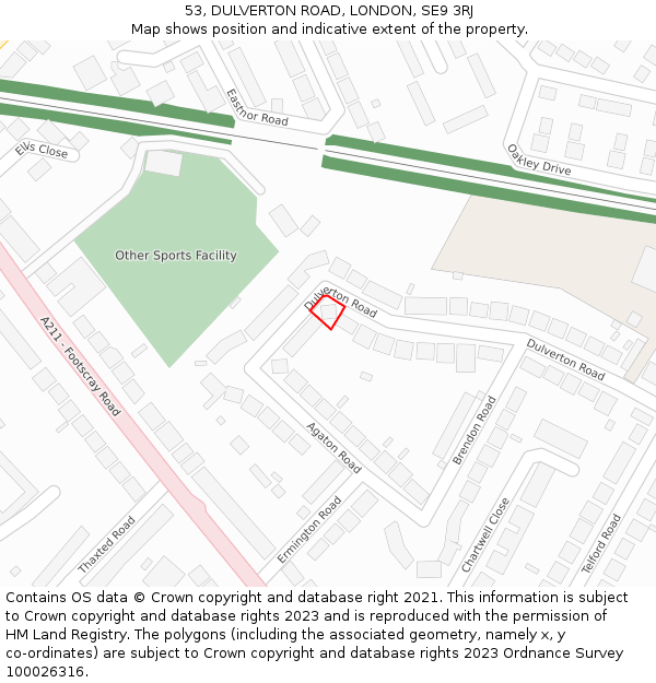 53, DULVERTON ROAD, LONDON, SE9 3RJ: Location map and indicative extent of plot