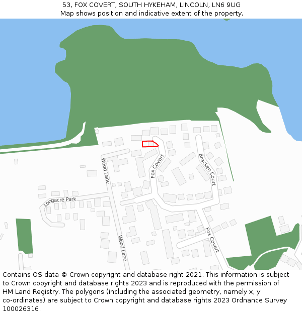 53, FOX COVERT, SOUTH HYKEHAM, LINCOLN, LN6 9UG: Location map and indicative extent of plot