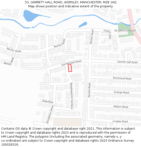 53, GARRETT HALL ROAD, WORSLEY, MANCHESTER, M28 1AQ: Location map and indicative extent of plot