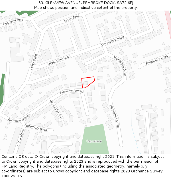 53, GLENVIEW AVENUE, PEMBROKE DOCK, SA72 6EJ: Location map and indicative extent of plot