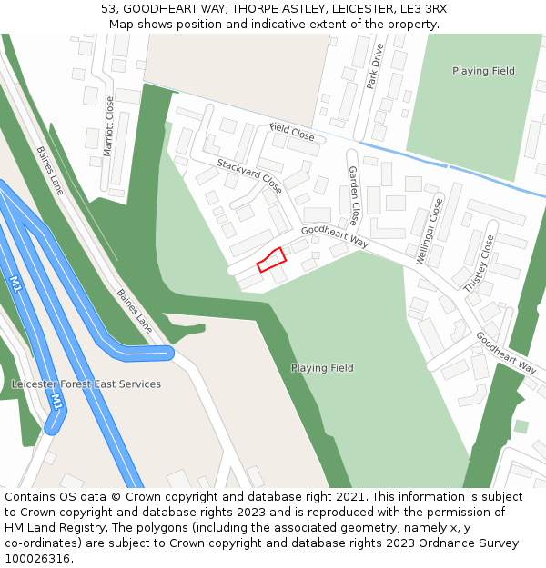 53, GOODHEART WAY, THORPE ASTLEY, LEICESTER, LE3 3RX: Location map and indicative extent of plot