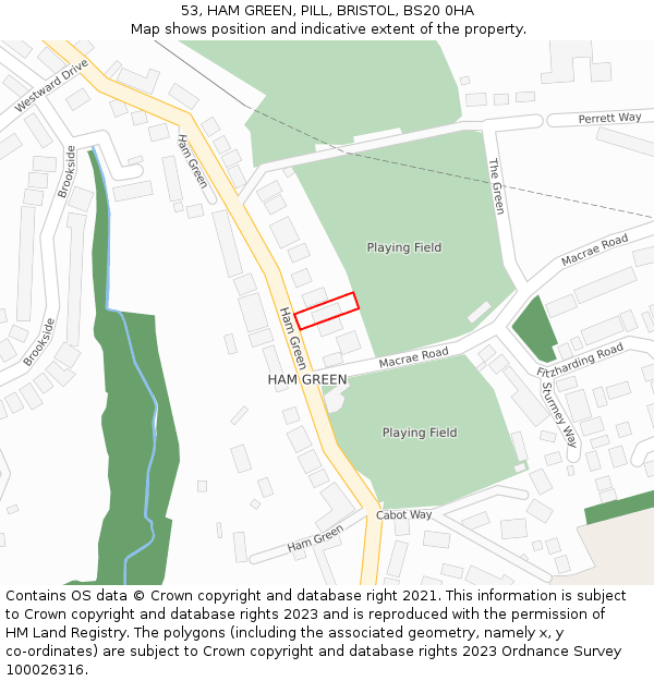 53, HAM GREEN, PILL, BRISTOL, BS20 0HA: Location map and indicative extent of plot