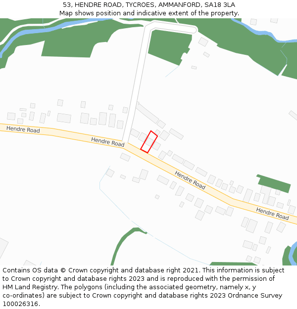 53, HENDRE ROAD, TYCROES, AMMANFORD, SA18 3LA: Location map and indicative extent of plot