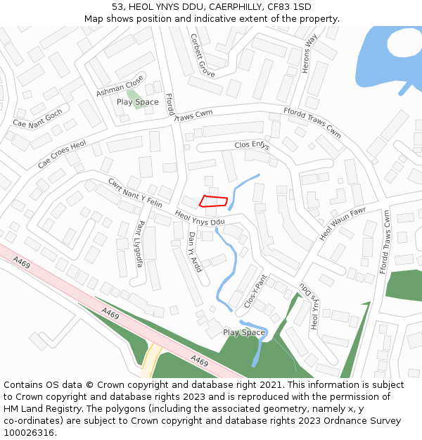 53, HEOL YNYS DDU, CAERPHILLY, CF83 1SD: Location map and indicative extent of plot