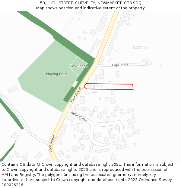 53, HIGH STREET, CHEVELEY, NEWMARKET, CB8 9DQ: Location map and indicative extent of plot