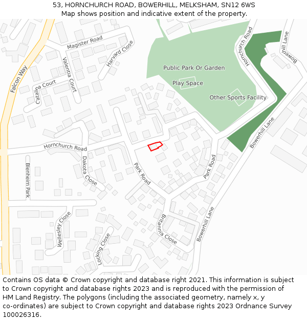 53, HORNCHURCH ROAD, BOWERHILL, MELKSHAM, SN12 6WS: Location map and indicative extent of plot