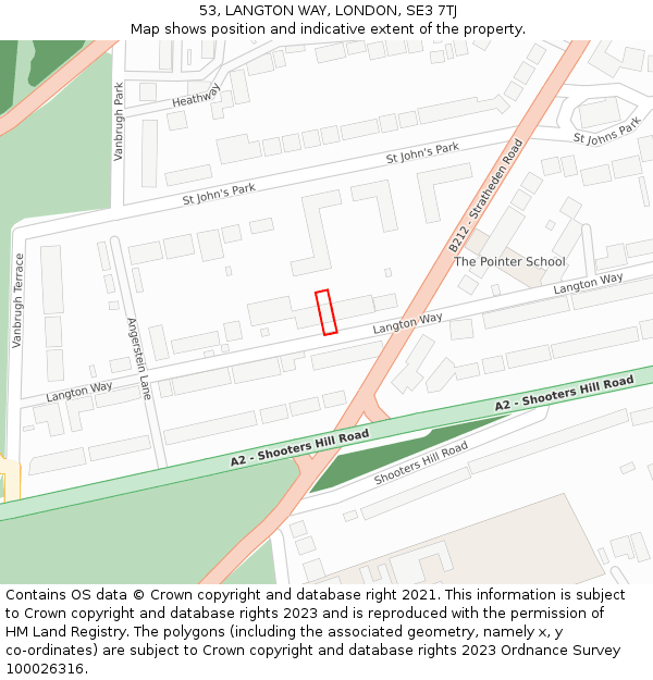 53, LANGTON WAY, LONDON, SE3 7TJ: Location map and indicative extent of plot