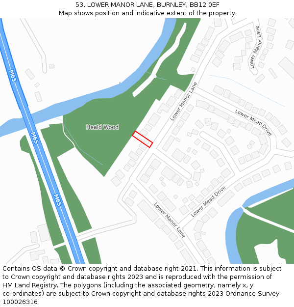 53, LOWER MANOR LANE, BURNLEY, BB12 0EF: Location map and indicative extent of plot