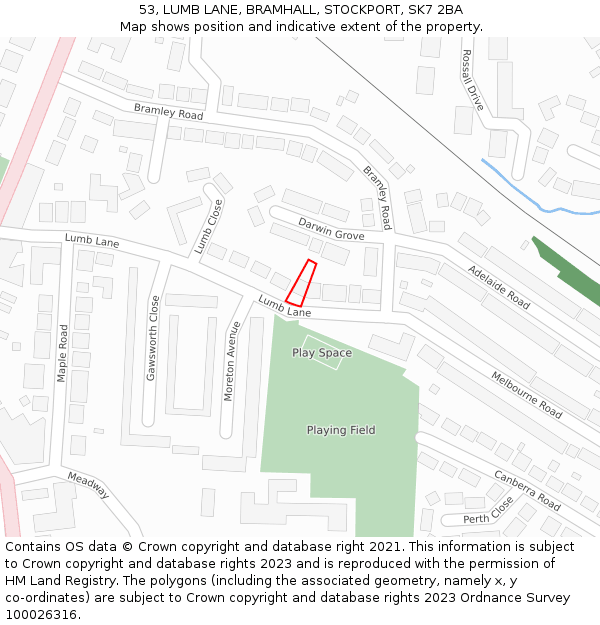 53, LUMB LANE, BRAMHALL, STOCKPORT, SK7 2BA: Location map and indicative extent of plot