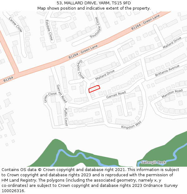 53, MALLARD DRIVE, YARM, TS15 9FD: Location map and indicative extent of plot