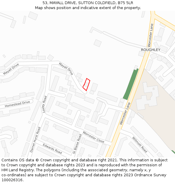 53, MAYALL DRIVE, SUTTON COLDFIELD, B75 5LR: Location map and indicative extent of plot