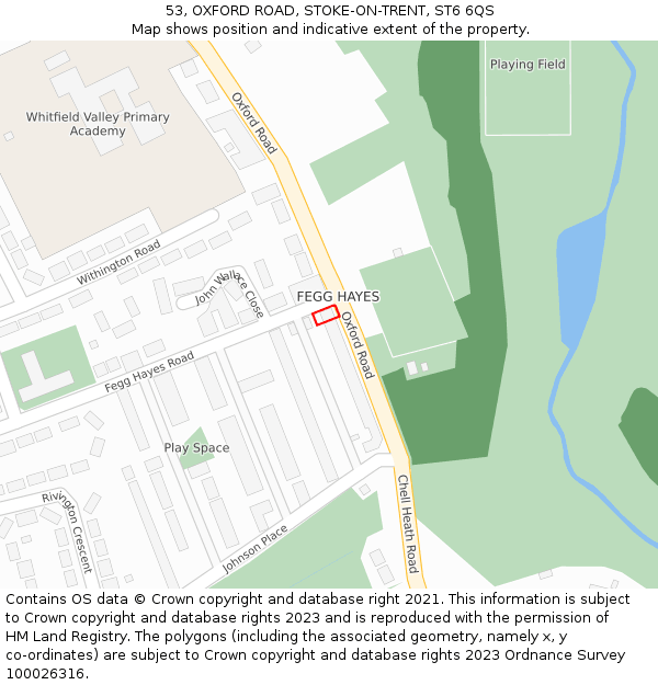 53, OXFORD ROAD, STOKE-ON-TRENT, ST6 6QS: Location map and indicative extent of plot